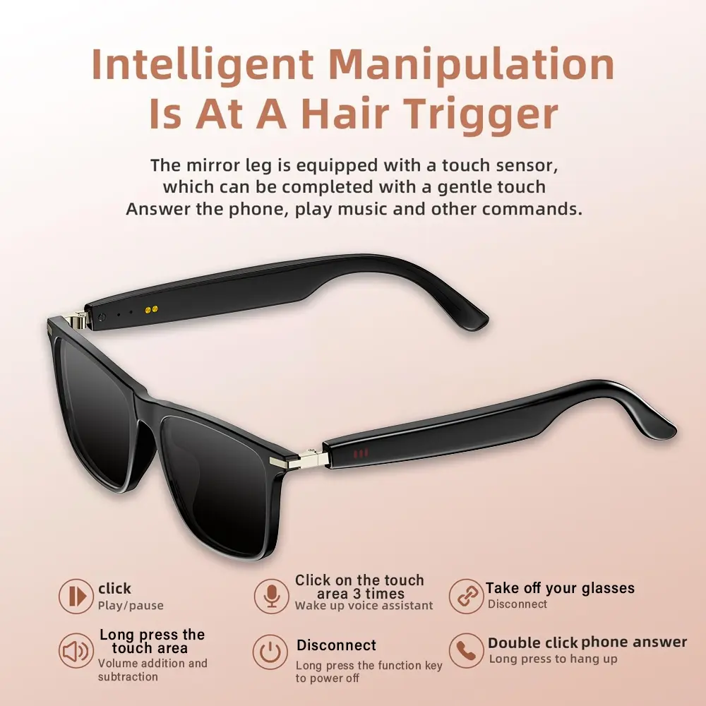 Smart Glasses with Microphone & Speaker, HD Voice Calls & Music Quality, Hands-Free Playback, Color-Changing Lenses, Perfect Gift
