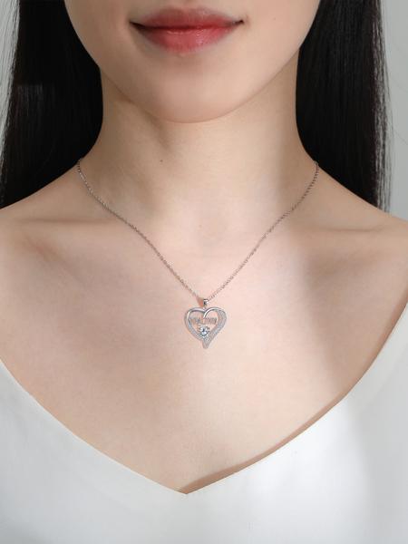 Apple Shape Rose Jewelry Gift Box With Love Heart Mom Pendant Necklace, Anniversary Birthday Jewelry First Mom Gifts for Women Wife, Mother's Day Jewelry Gift for Mom Heart Design Necklace