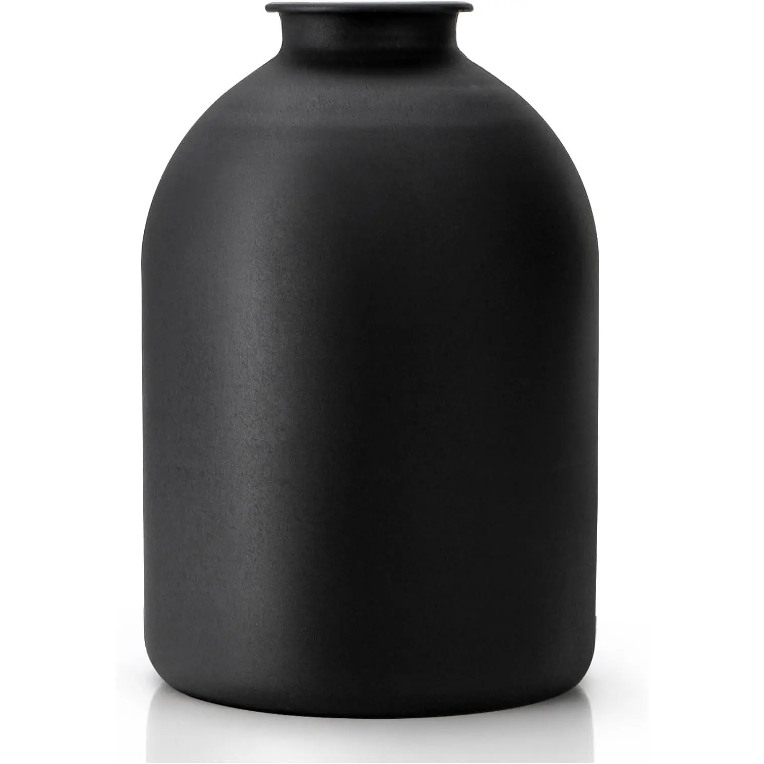 Goaste 8.7 Inch Matte Black Metal Vase, Wabi Sabi Iron Frosted Flower Vase for Pampas Grass, Minimalist Boho Decorative Vase for Table Centerpieces Home Living Room Wedding Office Decor
