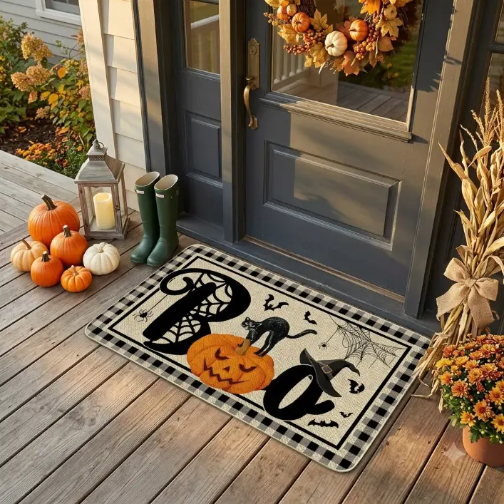 Bonsai Tree Halloween Door Mat, Halloween Outdoor Doormat, Boo Pumpkin Mats | Outdoor Doormats, Welcome Mats for Front Door, Rugs Front Porch, Boo Decorations for Home