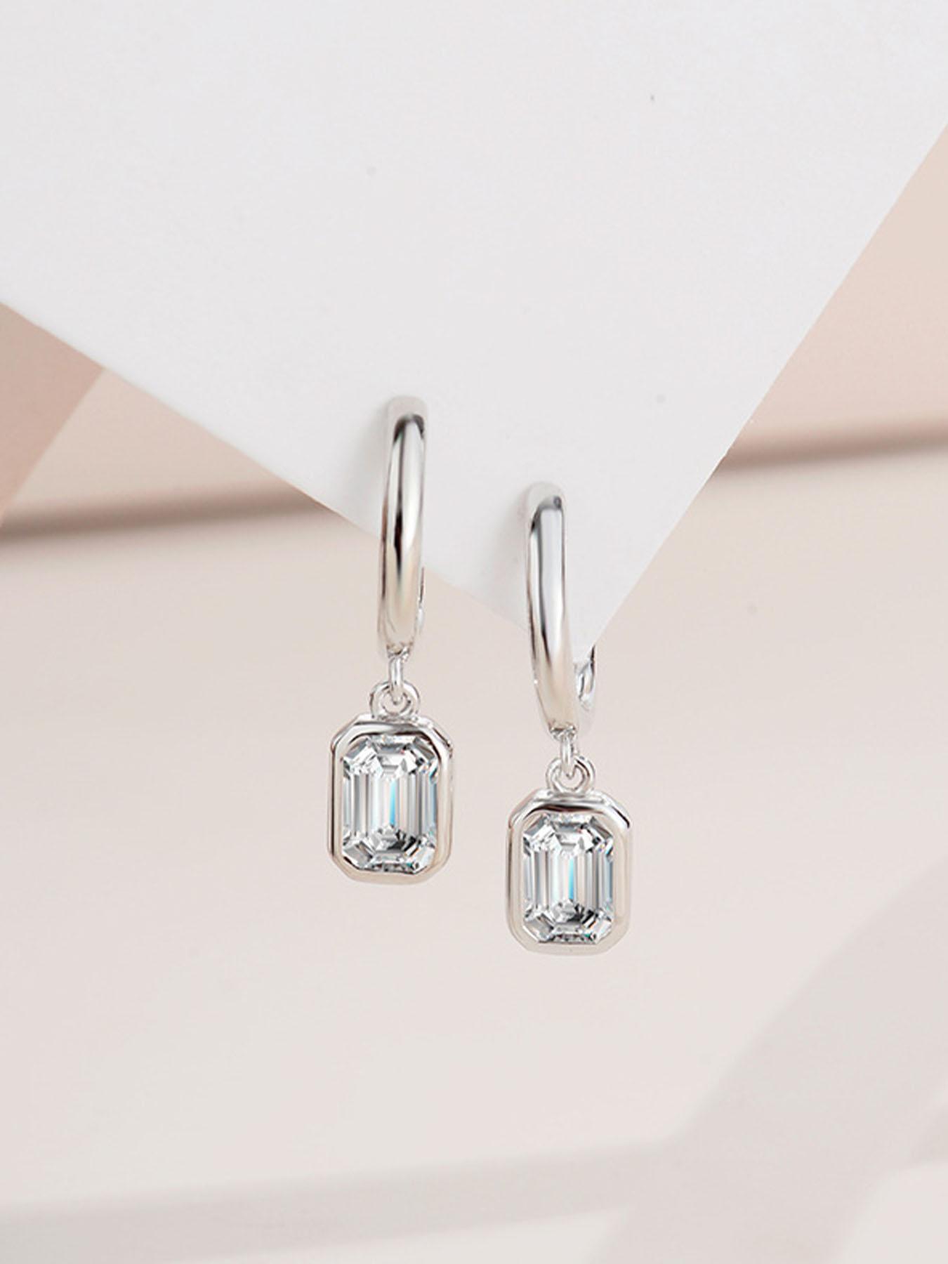 S925 Sterling Silver Synthetic Moissanite Decor Dangle Earrings, Fashionable Jewelry for Women, Trendy All-match & Exquisite Jewelry for Birthday Gift
