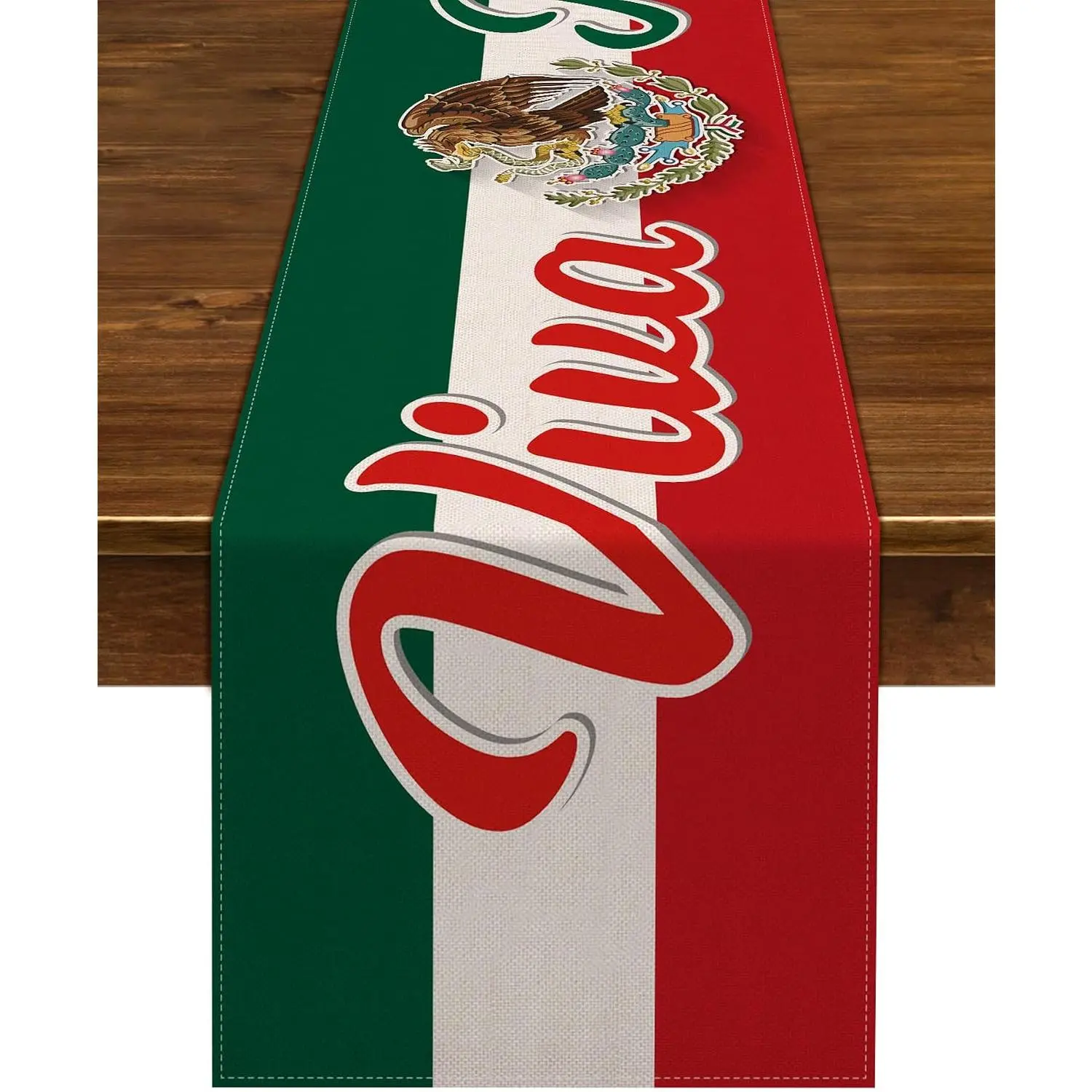 Linen Viva Mexico Table Runner Mexico Dia de la Independencia Party   Dining Room  Decorations
