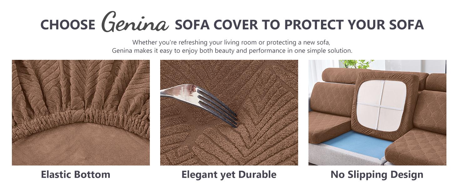 100% Waterproof Couch Cushion Covers for Pets - Stretch Sofa Seat Cover for Dogs Non Slip Sectional Couch Covers Sofa Slipcovers Washable (1 Piece, Large, Brown)