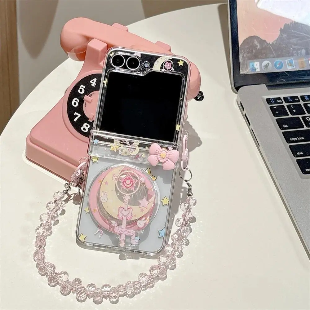 Korean Cute Star Magic Wand Magnetic Phone Case for Samsung Galaxy Z Flip 8 7 FE Flip7 6 5 Flip5 6 7 Cover With Magsafe Stand
