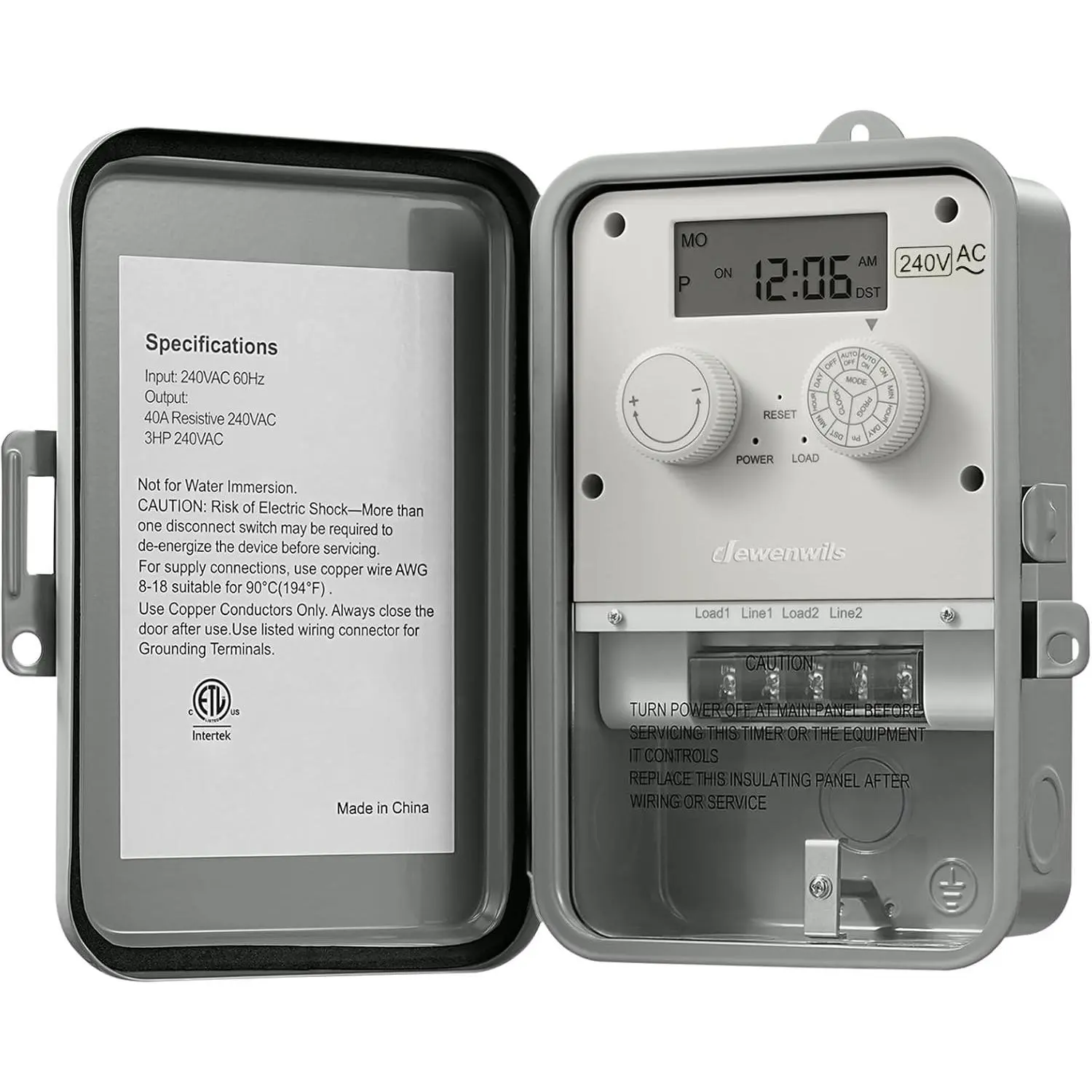 Outdoor Digital Pool Pump Timer, 3HP 40A 240VAC, 7-Day 12 ON/Off Programmable Timer Switch for Pool Pump, Water Heater, Pool Filter, Landscape Lights, ETL Listed