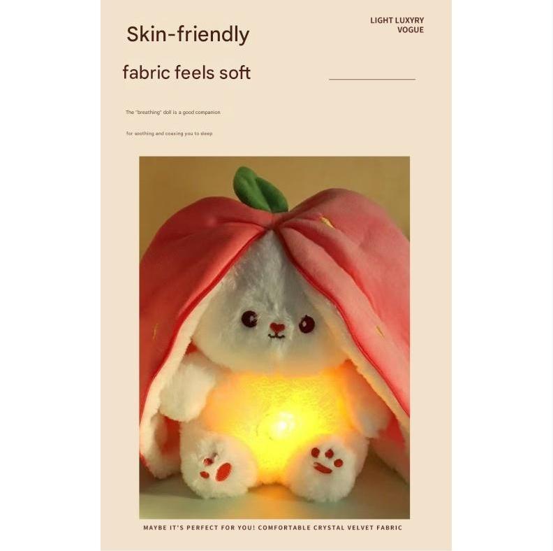 Cute Music Luminous Breathing Doll with Motion Lights Plush Baby Sleeping Toys Bunny Soft Cartoon Plush Doll Early Childhood