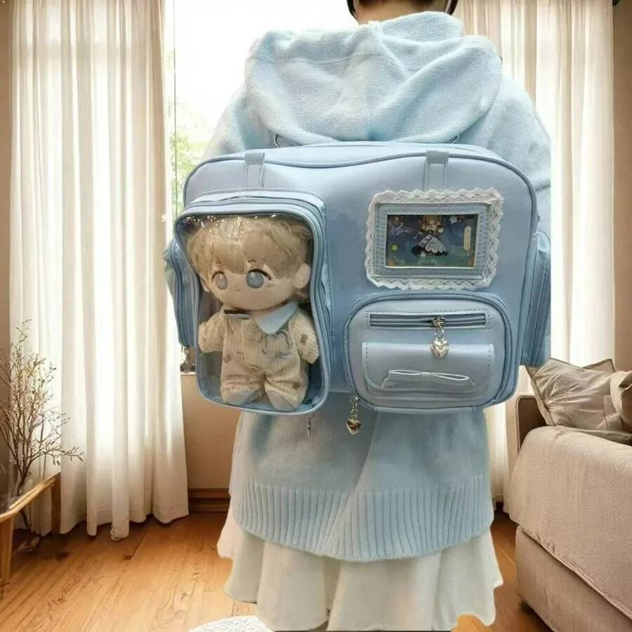 New Y2K Cute Itabag Comic Exhibition Large Capacity Backpack Sweet Girl Transparent Crossbody Bag DIY Badge Display Shoulder Bag