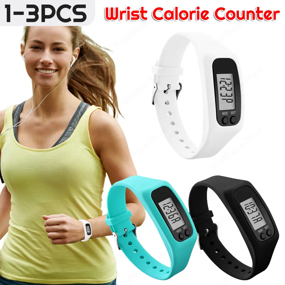 LED Pedometer Bracelet Step Counter Watch Multi-Function Walking Running Pedometer Silicone Step Tracker for Outdoor Sports