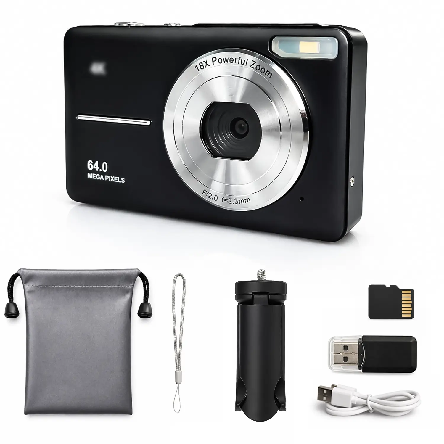 Fhd Digital Camera with SD Card Support, Portable Mini Camera for Teens and Students, Fixed Focus, Ideal Gift or Tech Toy