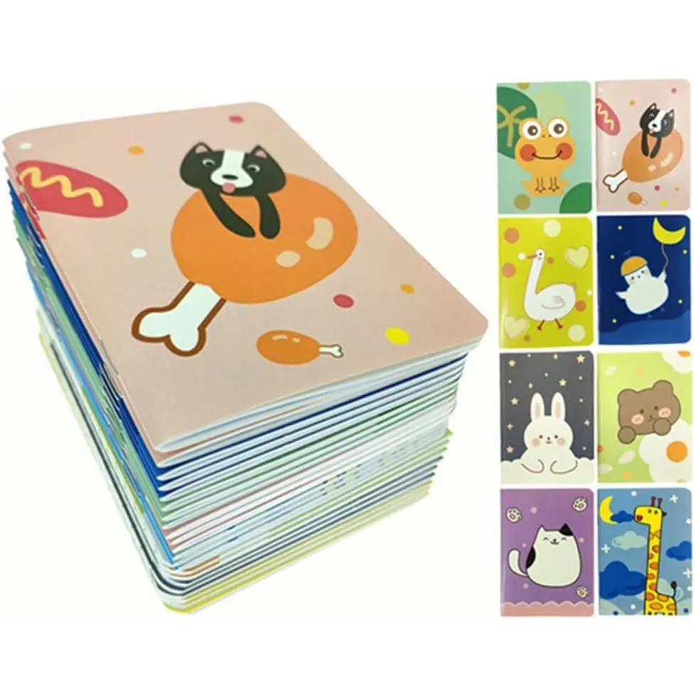 24-Count Cartoon Mini Pocket Steno Notebooks, 3.5x5 Inches, 24 College Ruled Sheets, Portable Office Stationery Journaling Supplies for Daily Journaling & Memo Taking, Patterned
