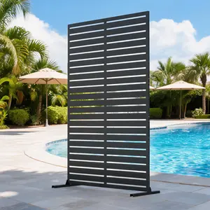 Heavy Duty Powder Coated Laser Cut Metal Privacy Screen 72 Inch Tall, Weather Resistant Galvanized Steel Freestanding Garden Partition Trellis for Backyard Patio Pool Equipment Hide Indoor Room Divider