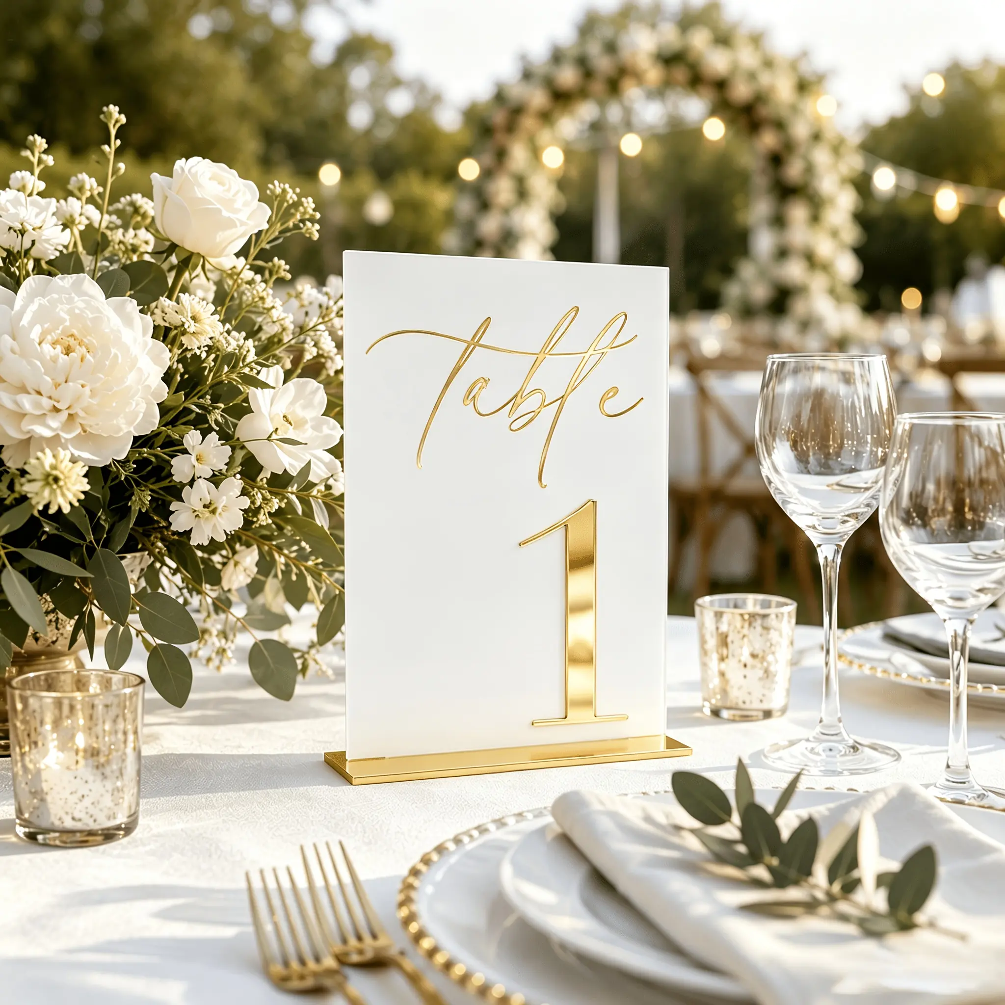 Modern Style Acrylic Table Number Set (10pcs), Acrylic Plaque Sign, Wedding Table Decorations, Mirror-white Wedding Seat Numbers, for Wedding Receptions, Bride's Parties, School Halloween And Other Luxurious Events