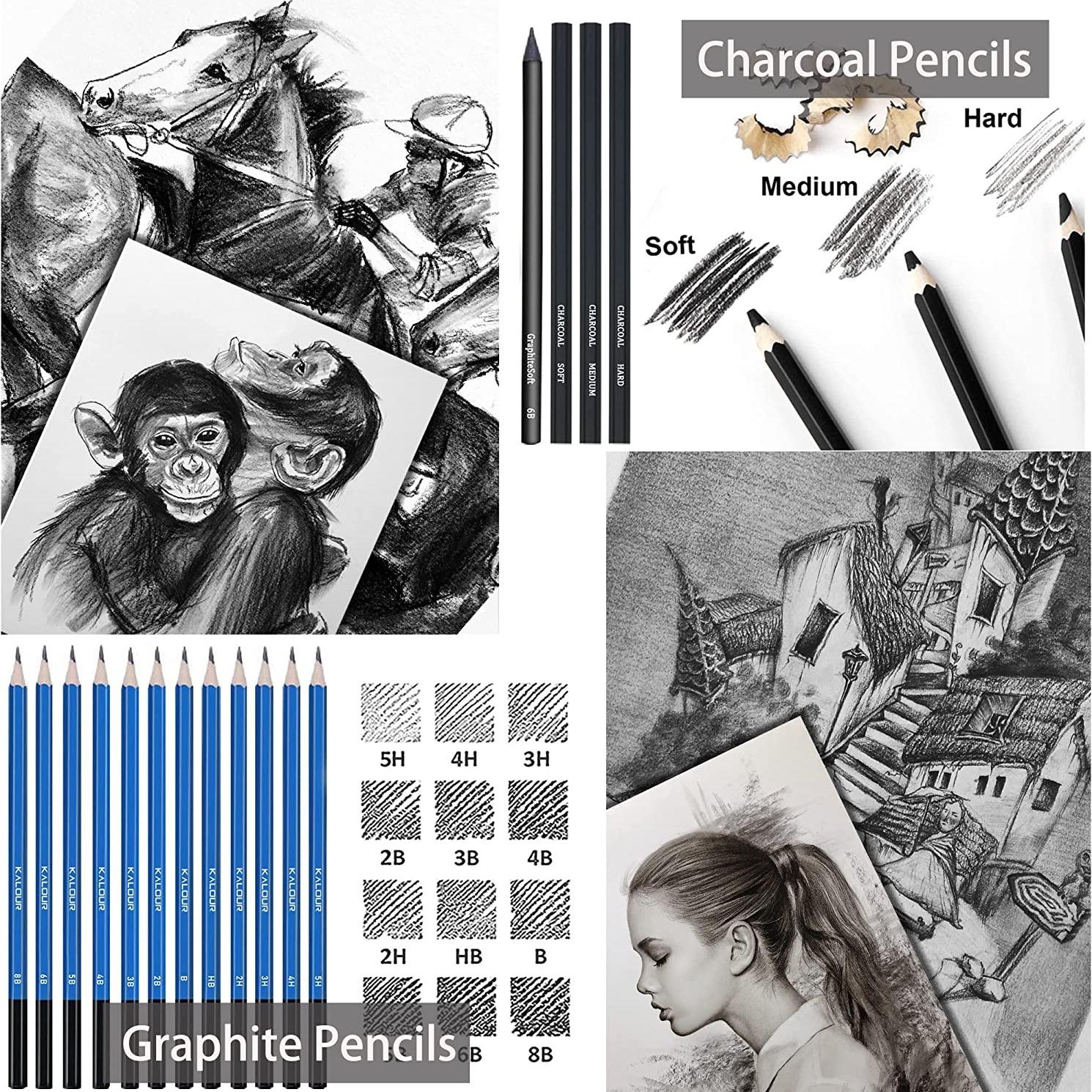 Portable Drawing Pencil Set, 96pcs/set Including 72pcs Colored Pencil & 24pcs Sketch Kit, Art Supplies For Students & Adults