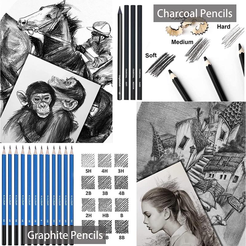 Portable Drawing Pencil Set, 96pcs/set Including 72pcs Colored Pencil & 24pcs Sketch Kit, Art Supplies For Students & Adults
