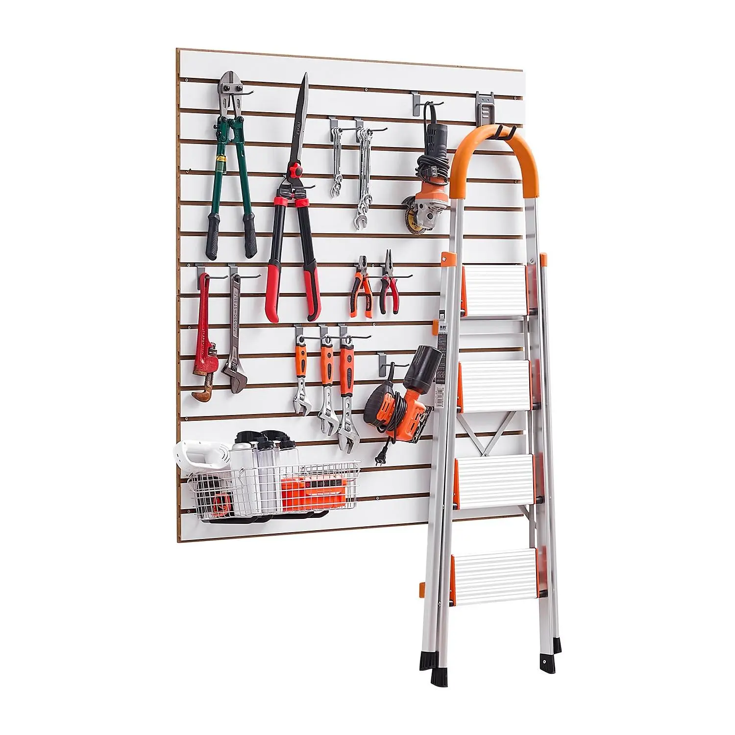 VEVOR KLCB-01 MDF Slat Wall Panel Set, 4x4 ft White Adjustable Slatwall with Modular Design, Coupling Structure, DIY Cutting for DIY Users, Easy-to-Install with Slot Mounts for Storage & Display