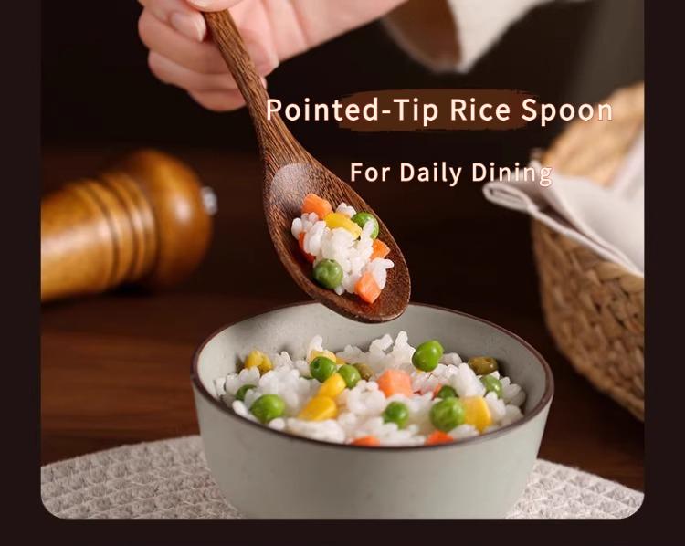 Natural Long Handle Wooden Spoons Set Kitchen Utensils for Rice Soup Jam Honey