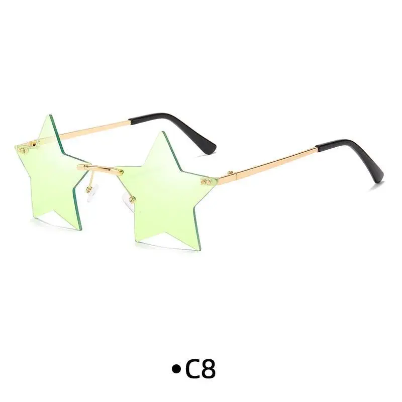 Rimless Star Shape Sunglasses Trendy Sun Glasses for Women & Men Party Glasses Funny Pentagram Eyewear Christmas Christmas Decor