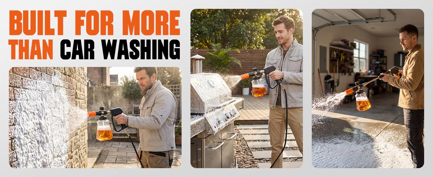 Foam Cannon for Pressure Washer, Foam Blaster with 1/4 Inch Quick Connector 1L Bottle Adjustable Snow Foam Lance and Thick Foam for Safe Washing Car/Motorcycles