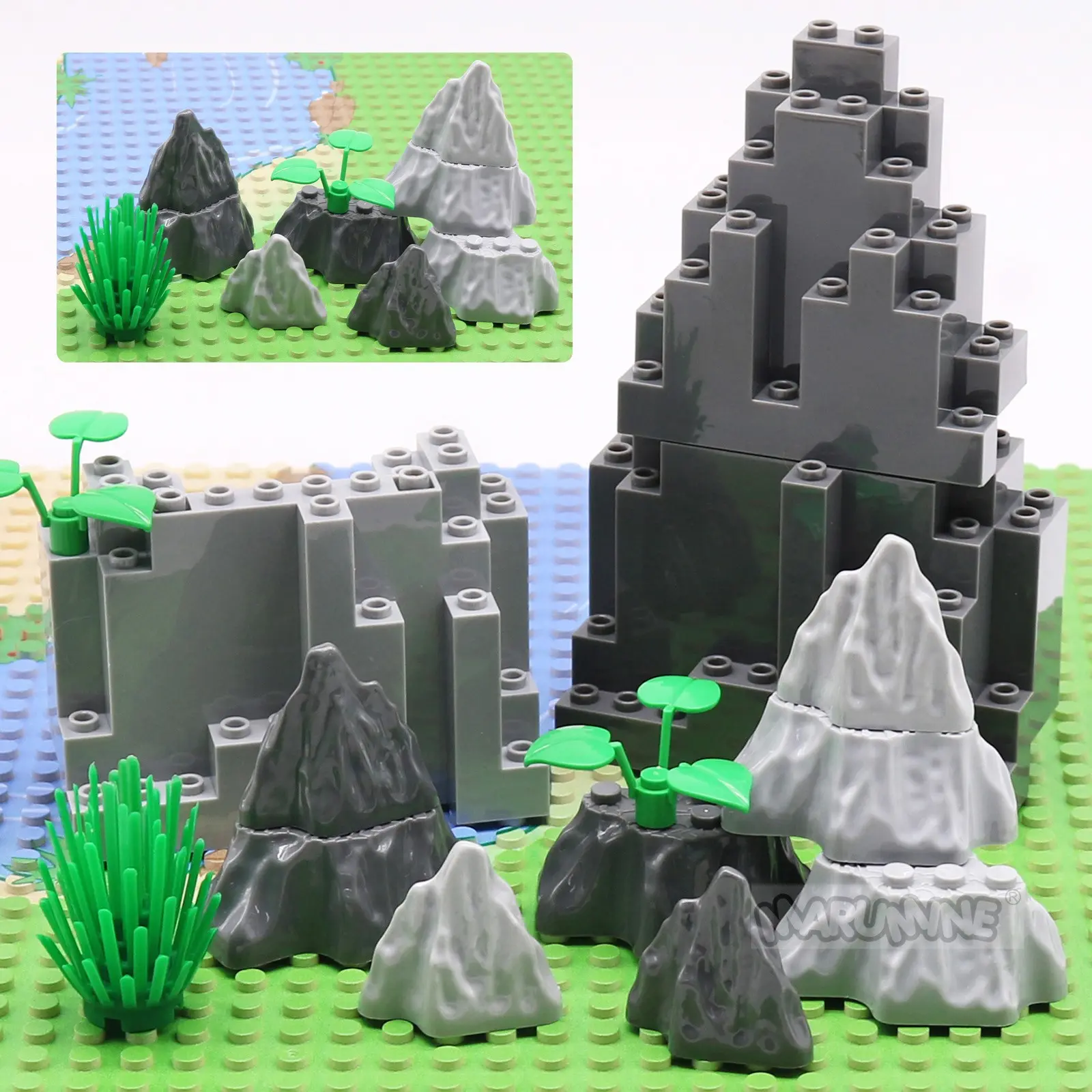 Drawbridge Building Blocks Model Kit, DIY Assembly Kit Mountain Jungle Forest Bricks Accessories, Construction Set Parts Compatible with 2431, 6082, 6083, Toys Gift