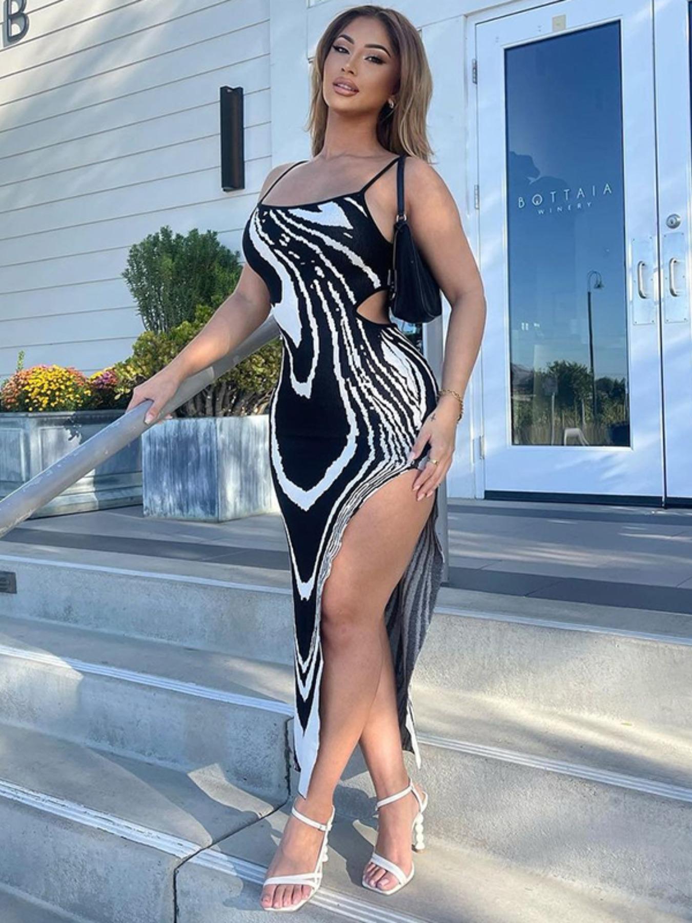 Women's All Over Print Split Thigh Cami Dress, Fashion Cut Out Backless Bodycon Long Dress, Dresses for Women, Ladies Summer Clothes for Party Club Night Out Valentine's Day, gift - TikTok Shop Women's All Over Print Split Thigh Cami Dress, Fashion Cut Out Backless Bodycon Long Dress, Dresses for Women, Ladies Summer Clothes for Party Club Night Out Valentine's Day, gift - TikTok Shop