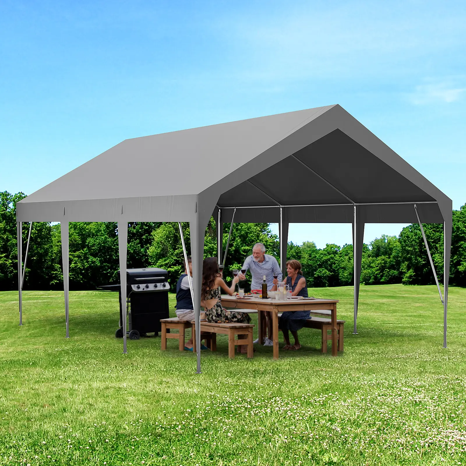Heavy Duty Portable Carport Canopy Shelter, Waterproof UV Resistant Outdoor Garage Tent with Sturdy Durable Metal Frame, Multi-Purpose Shelter for Cars, Boats, RV Storage and Outdoor Events