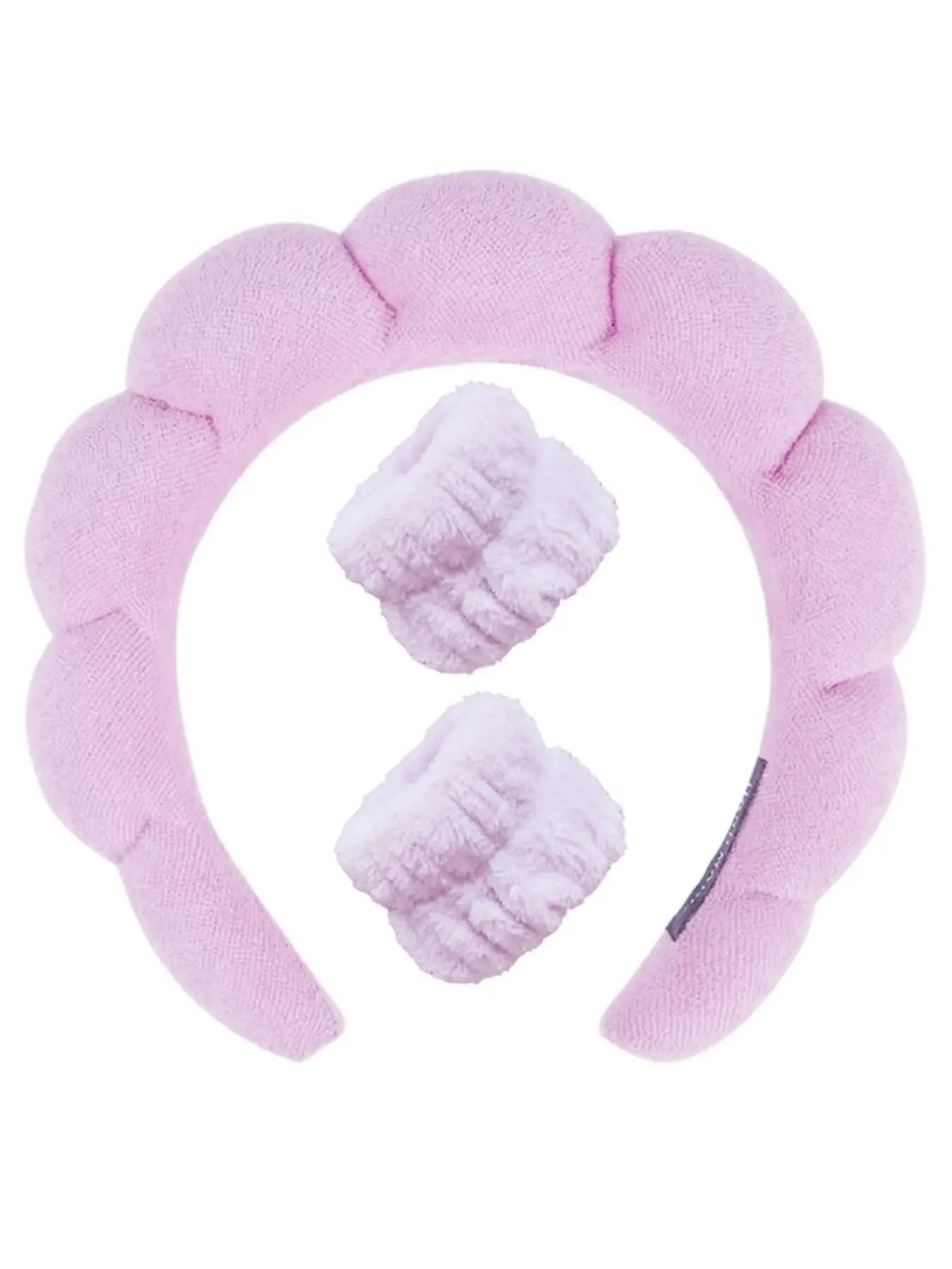 3pcs Reusable Makeup Remover Headband for Galentinesparty, Wristband Padded Hair Hoop for Daily Wear for Fall & Winter, Fashion Matching Hair Accessories for Women & Girls for Makeup, Spa