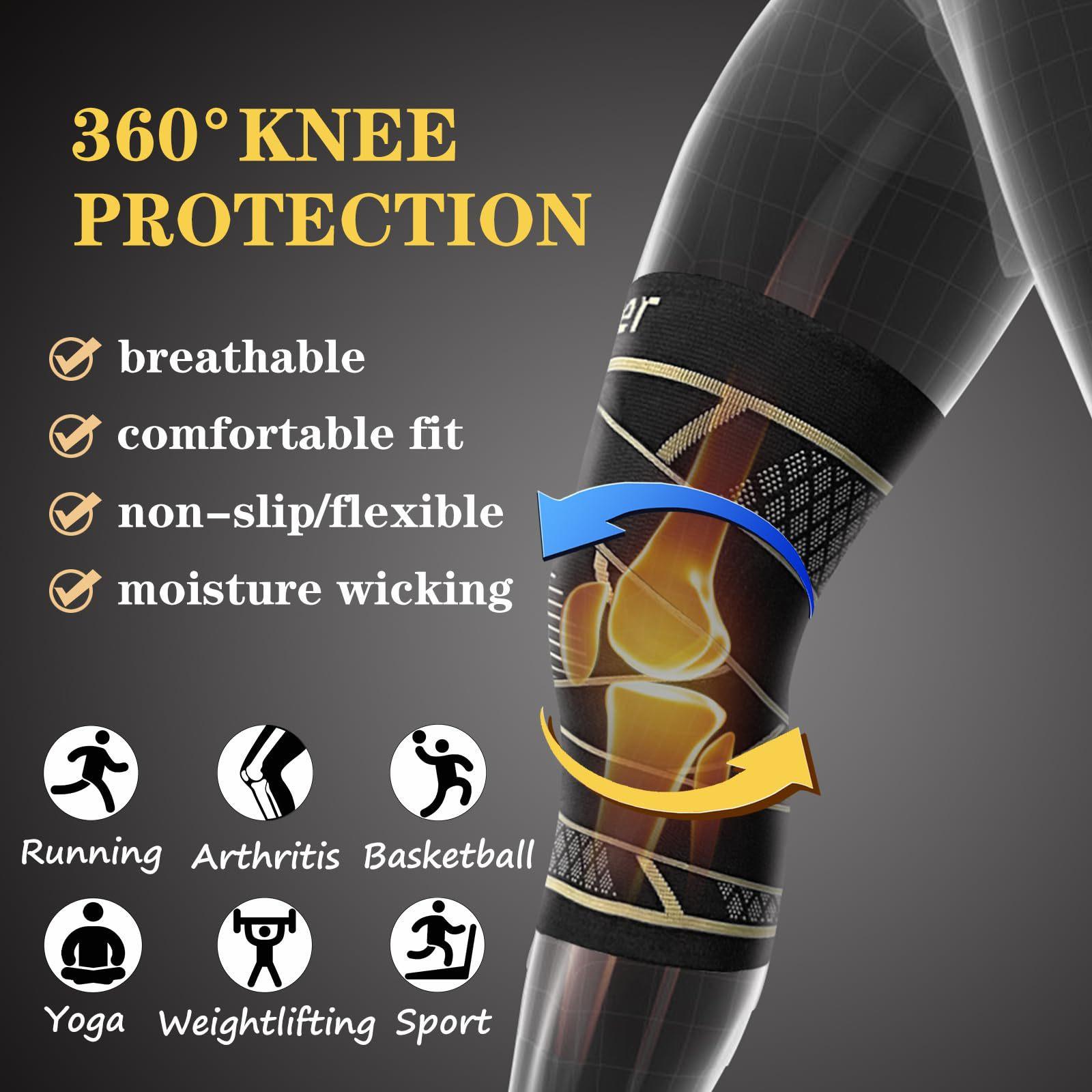 Copper reinforced knee guard | Adjustable straps, breathable knitted material and stable support. Suitable for basketball, cycling and hiking sports, professional outdoor knee guard