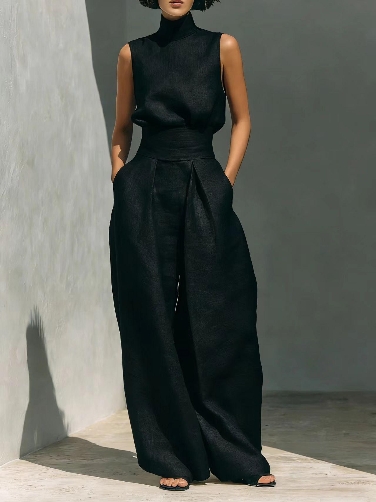 2026 Summer New Arrival: European-Style Cotton and linen Sleeveless Top and Casual Trousers Two-Piece Set for Women-Perfect for lounging at home, vacations, and walks-Great as a holiday gift for women-Ideal for everyday wear Lounge Pants Clothes Suits