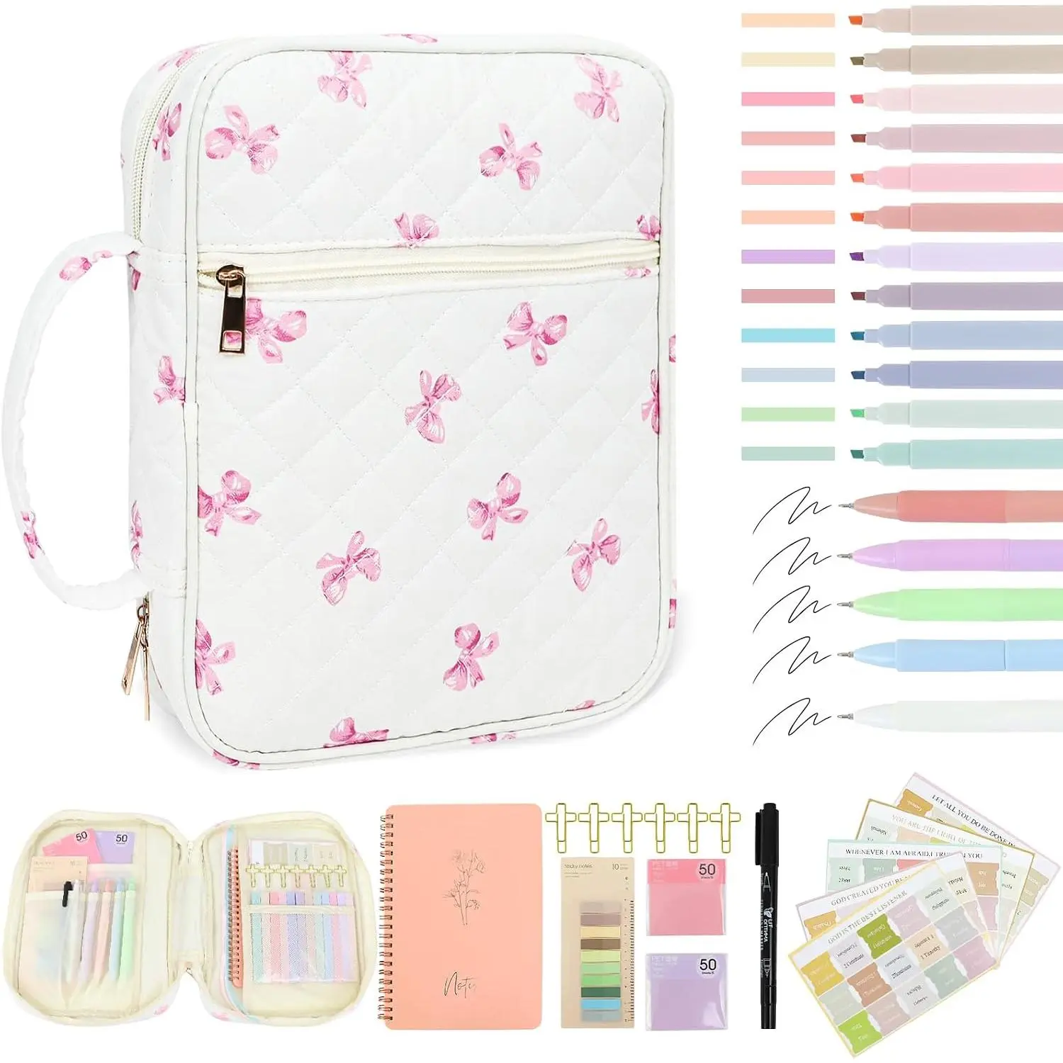 Bow  Cover Case for Women Journaling Kit Quilted Large  Book Sleeve