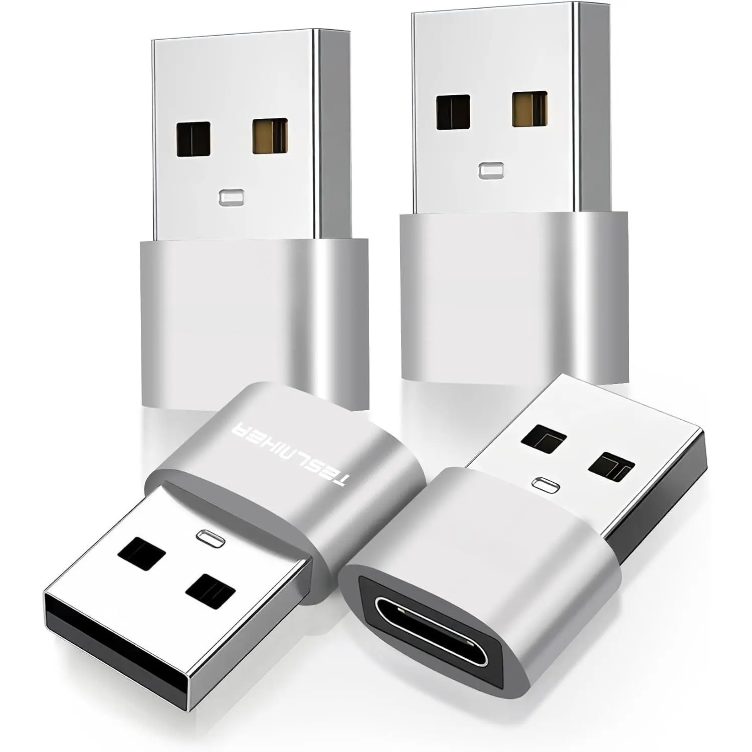 USB to USB C Adapter 4 Pack, USB C Converter USBC Female to USB Male Adapter, Type C to USBA Charger Converter Compatible with  17 16 15 14, iPad Pro Air Mini, S24 S23
