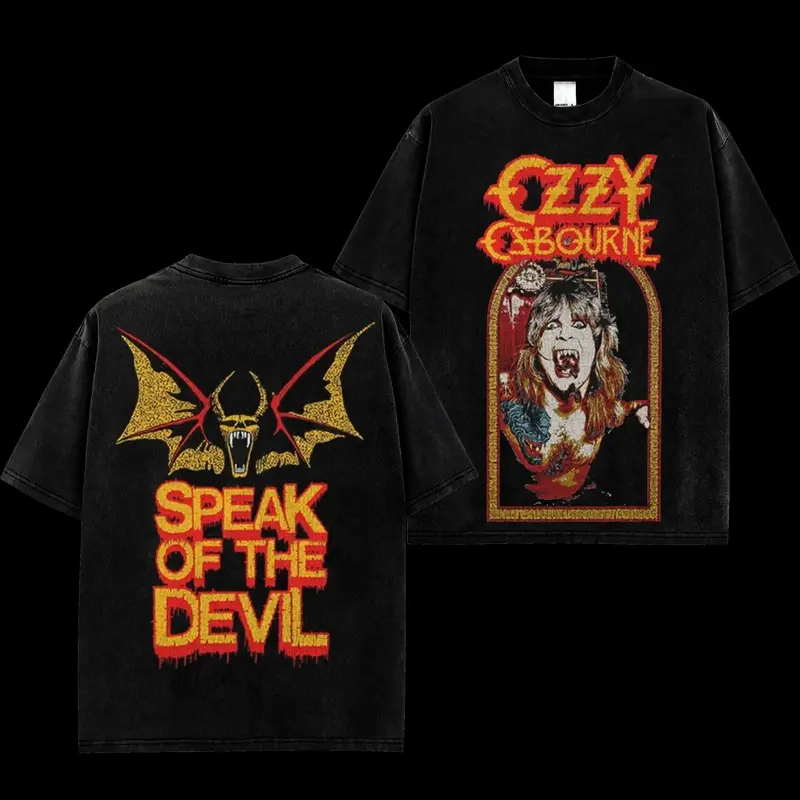 [MetalStyle] Ozzy Osbourne Speak Of The Devil Retro Unisex 100% Heavyweight Cotton T-Shirt – Rock Heavy Metal Cotton Tee, Heavy Metal Rock Band Shirt, Oversized Vintage Tee, Heavy Metal Merch, Gift for Rock Fans