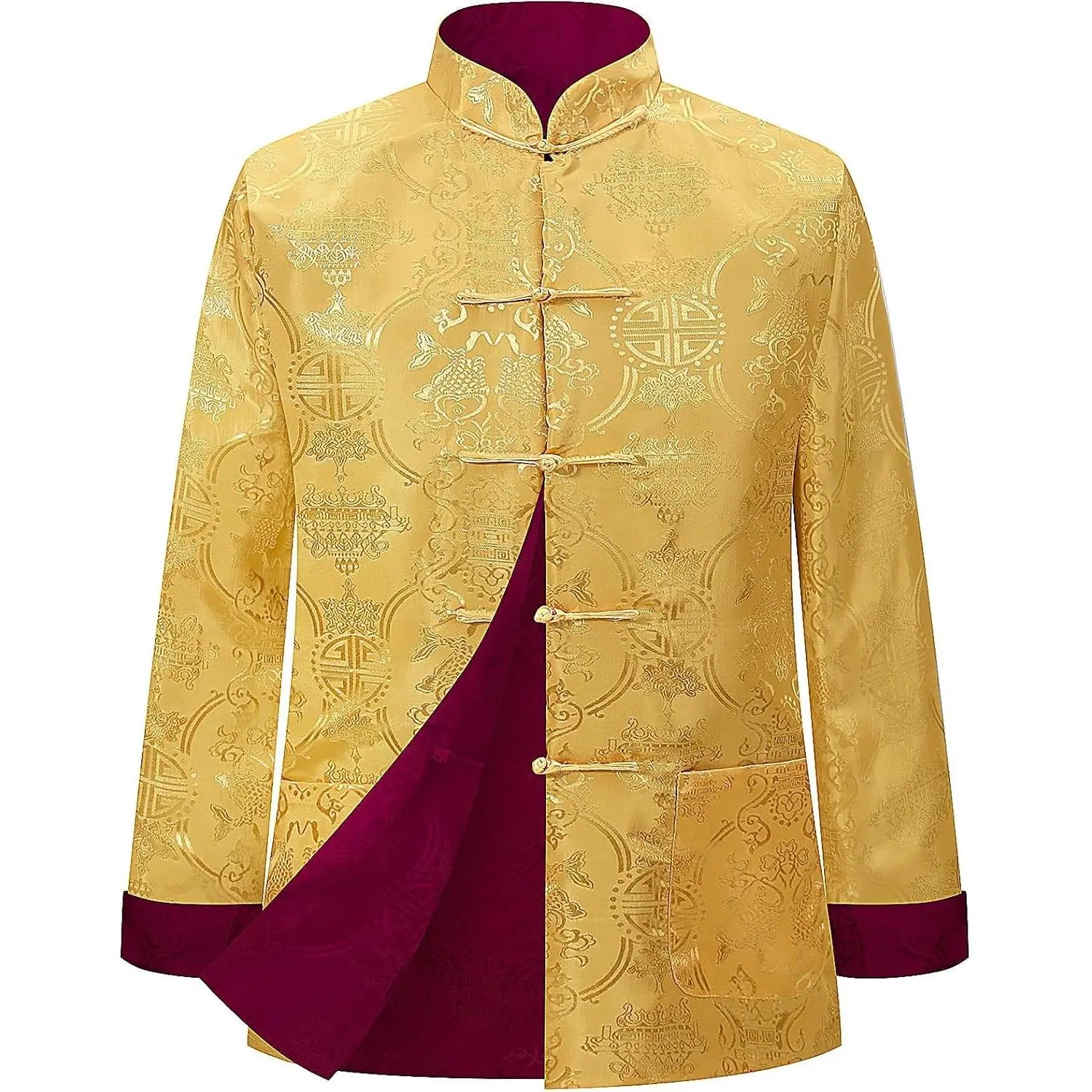 Men Tang Suit Hanfu Chinese New Year Shirt Traditional Clothes Both Sides Long Sleeve Top