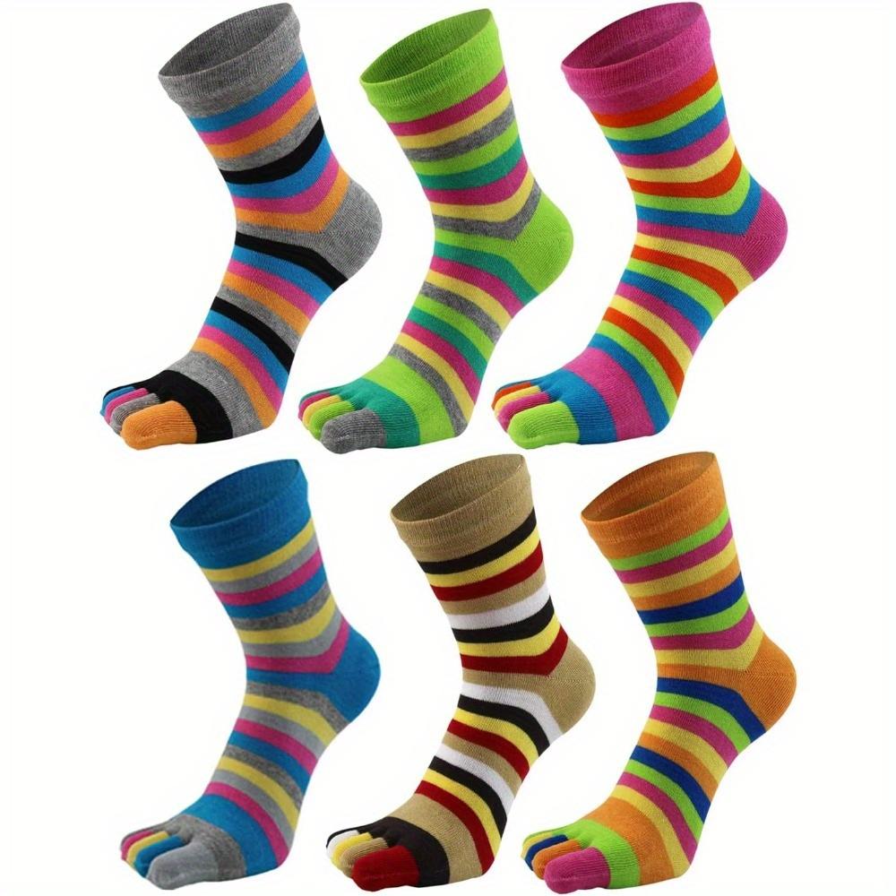 6 Pair Women Socks No Show Crew Split Toe Socks