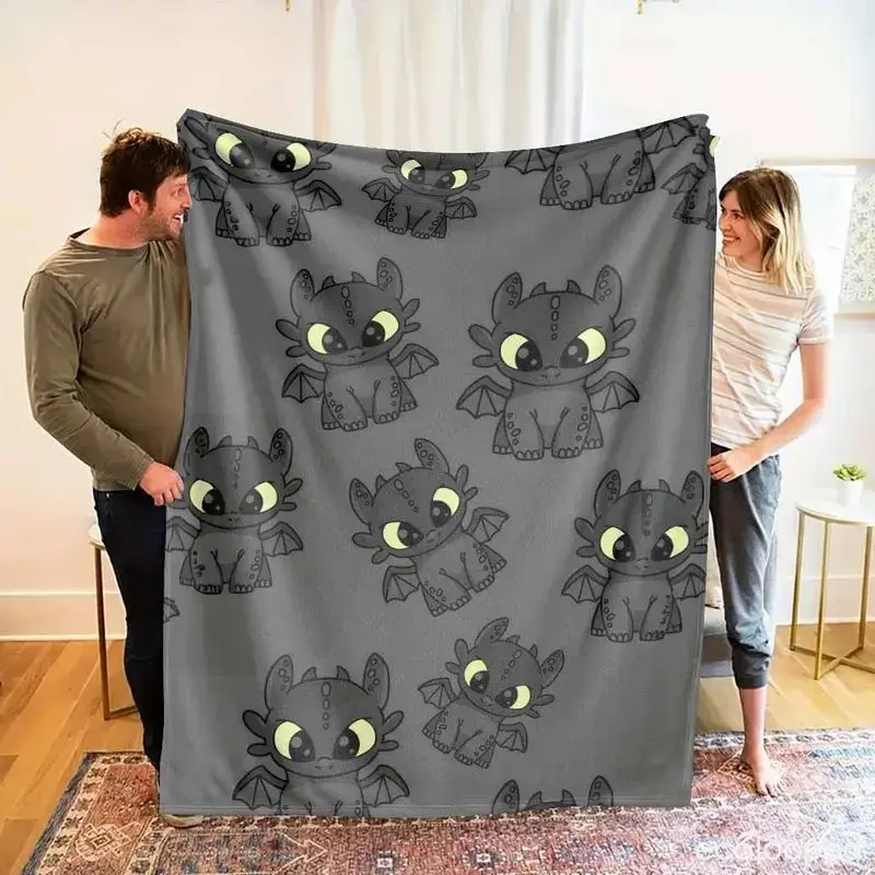 Dragon Trainer Toothless Cartoon Fleece Blanket, Soft Ultra-Fine Fiber, Lightweight Warm, All-Season, Ideal for Home & Travel