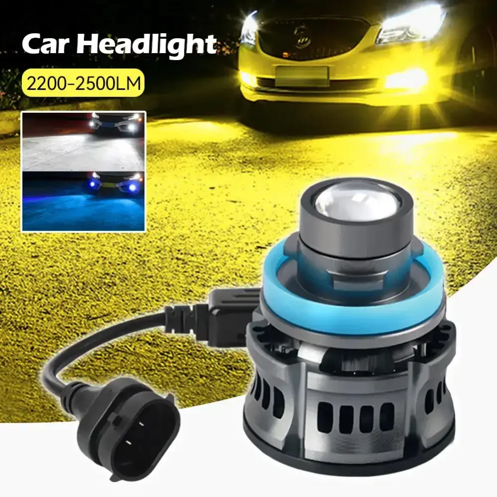 2PCS Automotive LED Laser Projector Lens Headlight/Fog Light Bulbs (H7/H11/9006), Supports CANbus Decoding, Available in White/Yellow/Ice Blue Light, Focused Projector Lens Design, LED Upgrade, Headlight Conversion Kit, Suitable for Modified Vehicles