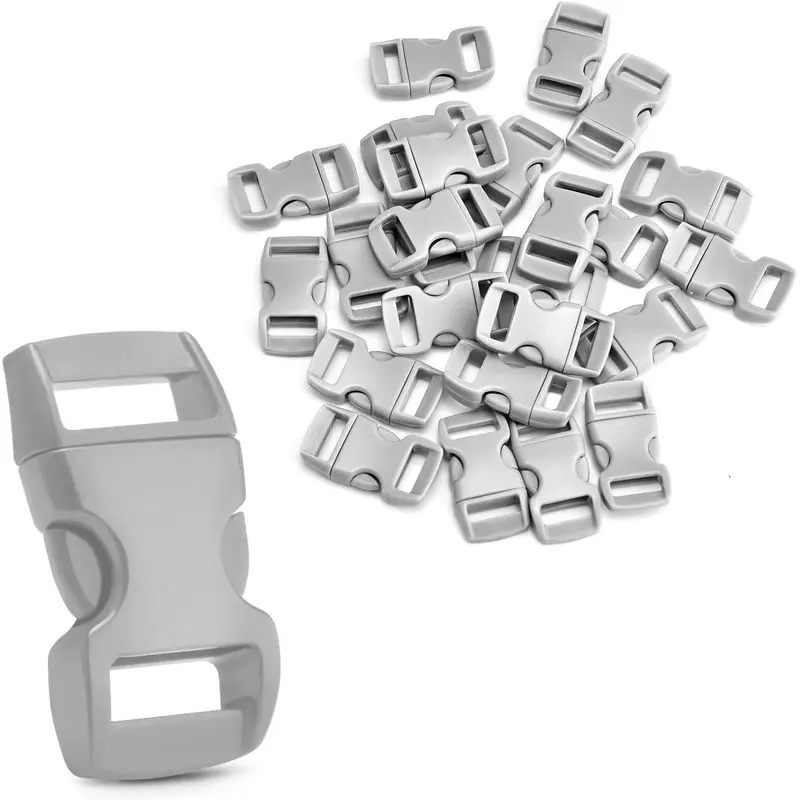 Outdoor activitiesCooBigo 25Pack 3/8" Paracord Buckles, Curved Paracord Bracelet Clip, Plastic Side Release Buckle for Parachute 550 Cord Bracelet Clasps Dog Collar Straps DIY Craft Accessories (Gray)