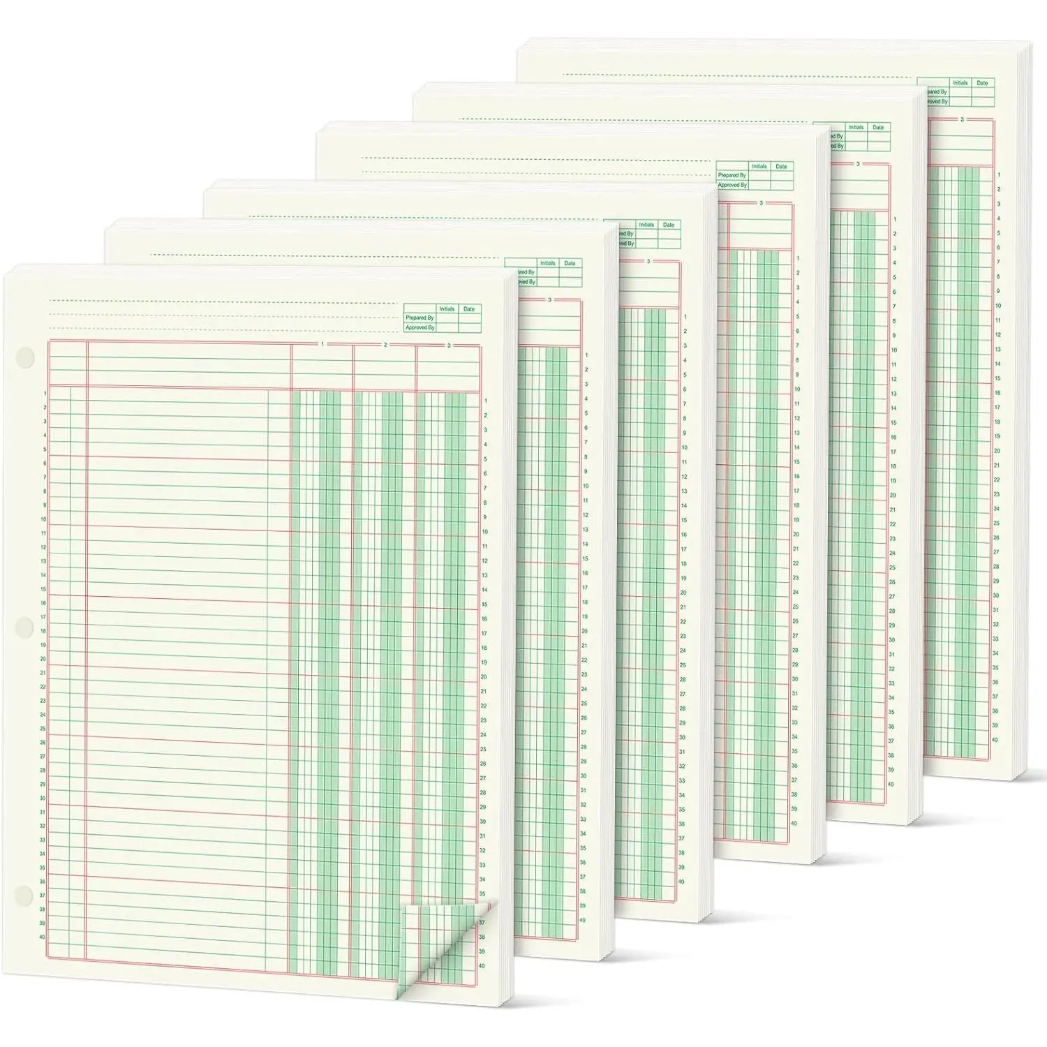 6 Pads 300 Sheets Columnar Analysis Pad 3 Column Ledger 3 Hole Punch Accounting Ledger Book 8-1/2 x 11 Ledger Paper Pad Double Page Format Columnar Pad for Business Bookkeeping & Data(3 Column Ledger)