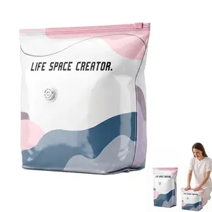 No Pump Vacuum Storage Compression Bags – Press & Seal, No Pump Needed. Large Cube Vacuum Storage Bag, Keeps Clothes Dry & Dust‑free, Perfect for Bulky Bedding & Off‑Season Gear