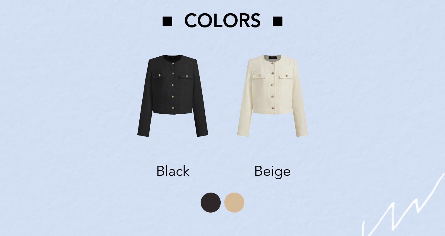 Cider [2 colors, size 2-10] Tweed Round Neckline Solid Button Jacket