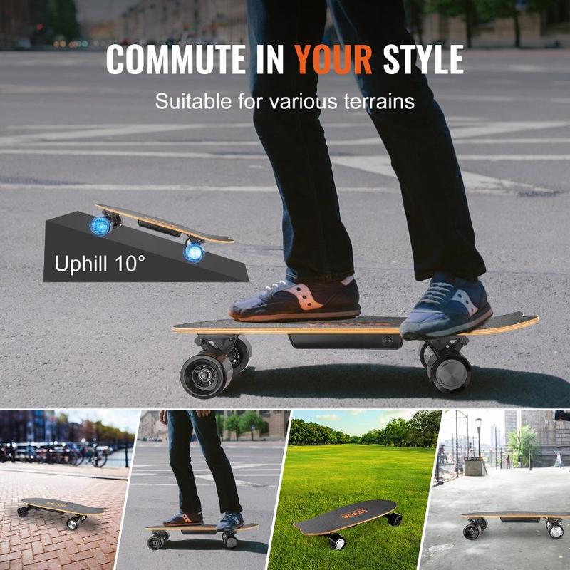VEVOR Electric Skateboard with Remote, 9.3 Mph Top Speed 5 Miles Max Range Skateboard Longboard, 3 Speeds Adjustment Skateboards, Easy Carry Handle Design, Suitable for Adul Tested to UL Standards