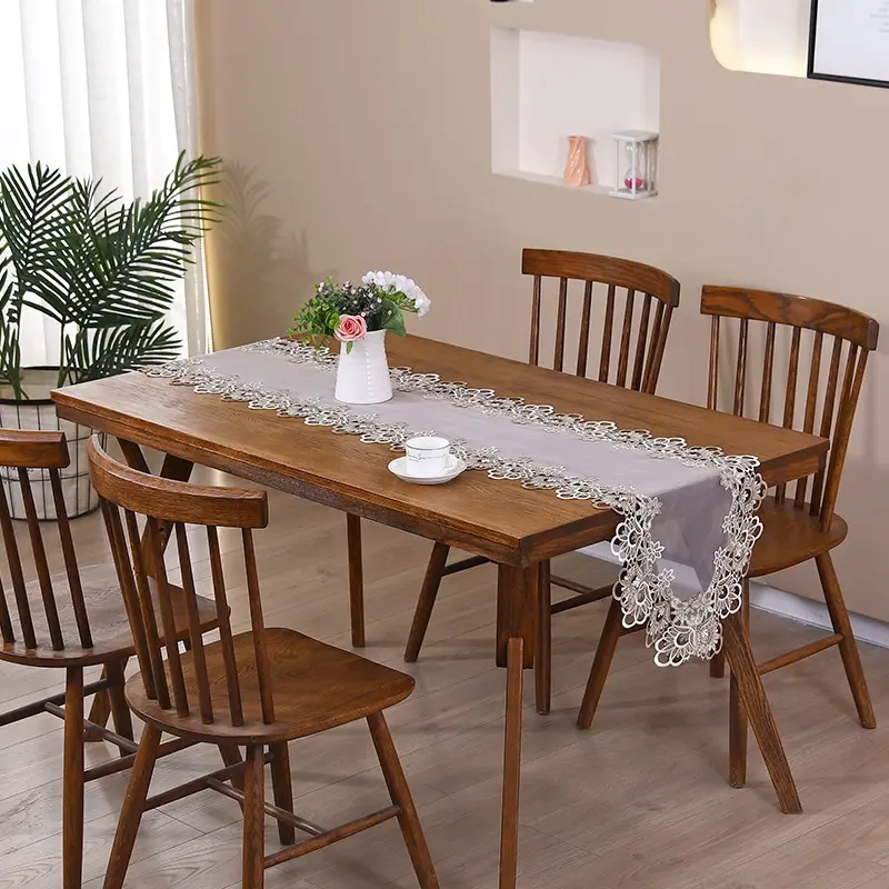 Square Lace Embroidered Tablecloth, Simple Design, Elegant Home Decor, Perfect for Dining Tables, Lightweight and Durable Material