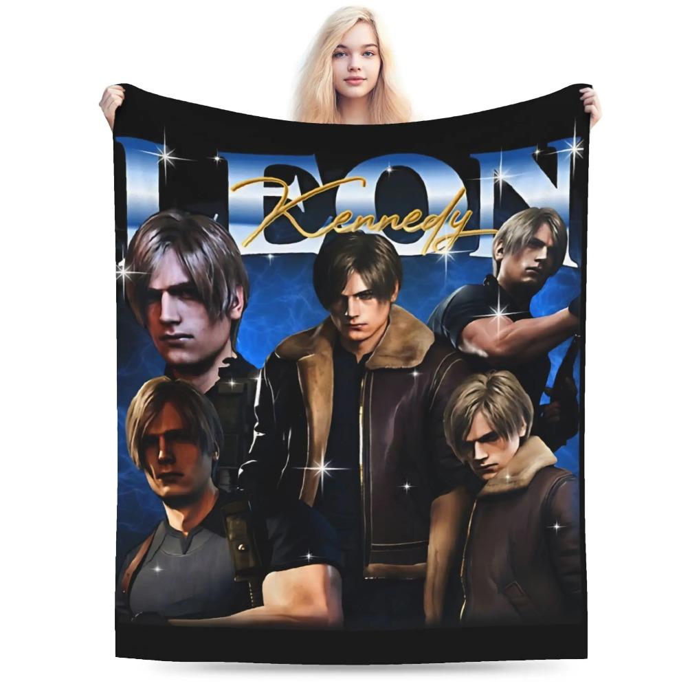 Residents Evils Leon S. Kennedy Throw Blanket Super Soft Pattern Blanket  For Living Room Camping Flannel Bedspread Bed Cover A multi-functional and beautiful blanket suitable for decoration, use and as a gift. Add some fun to your home
