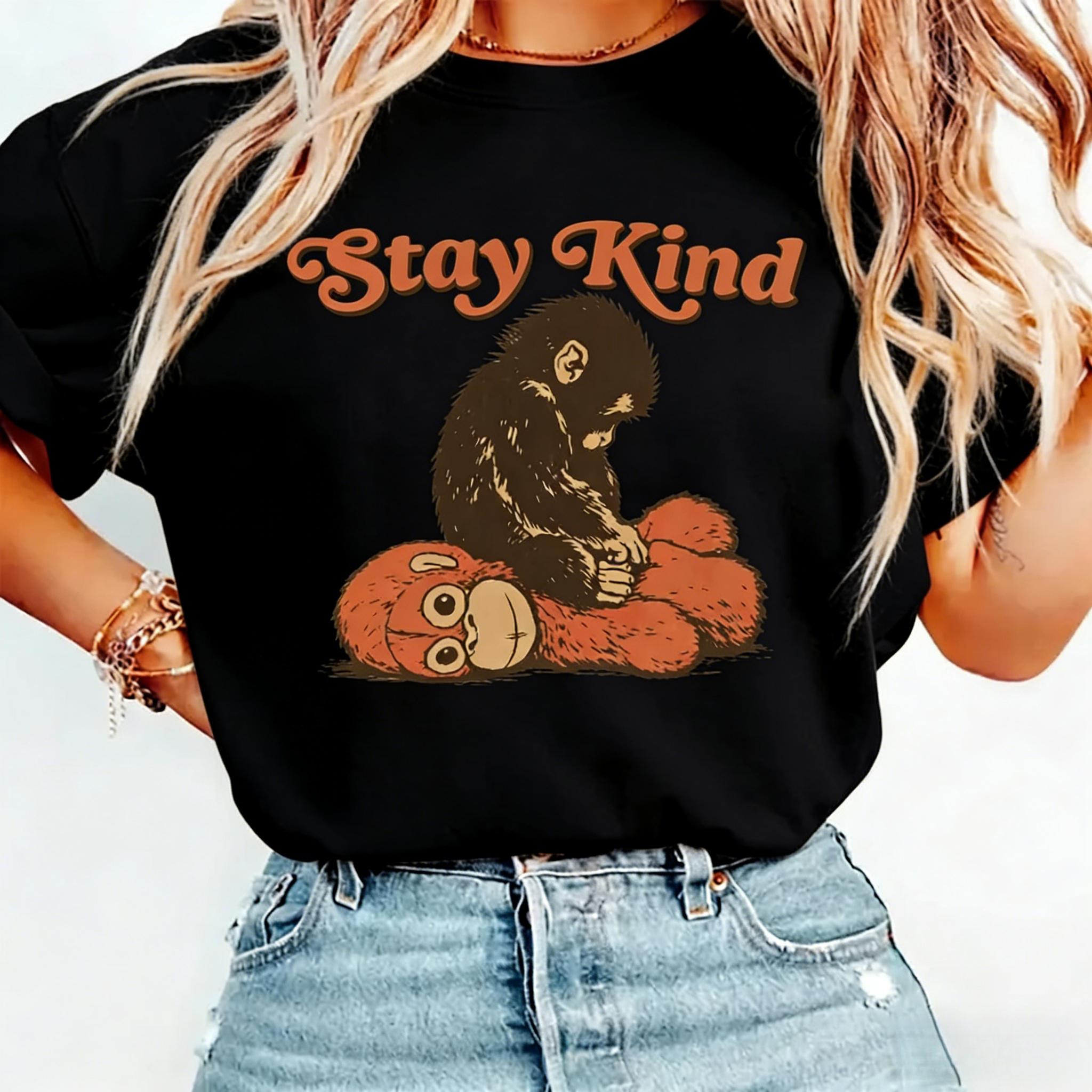 Friendly Little Monkey Shirt, Emotion Plush Toy, Internet Celebrity Emotion Shirt, Casual and Versatile