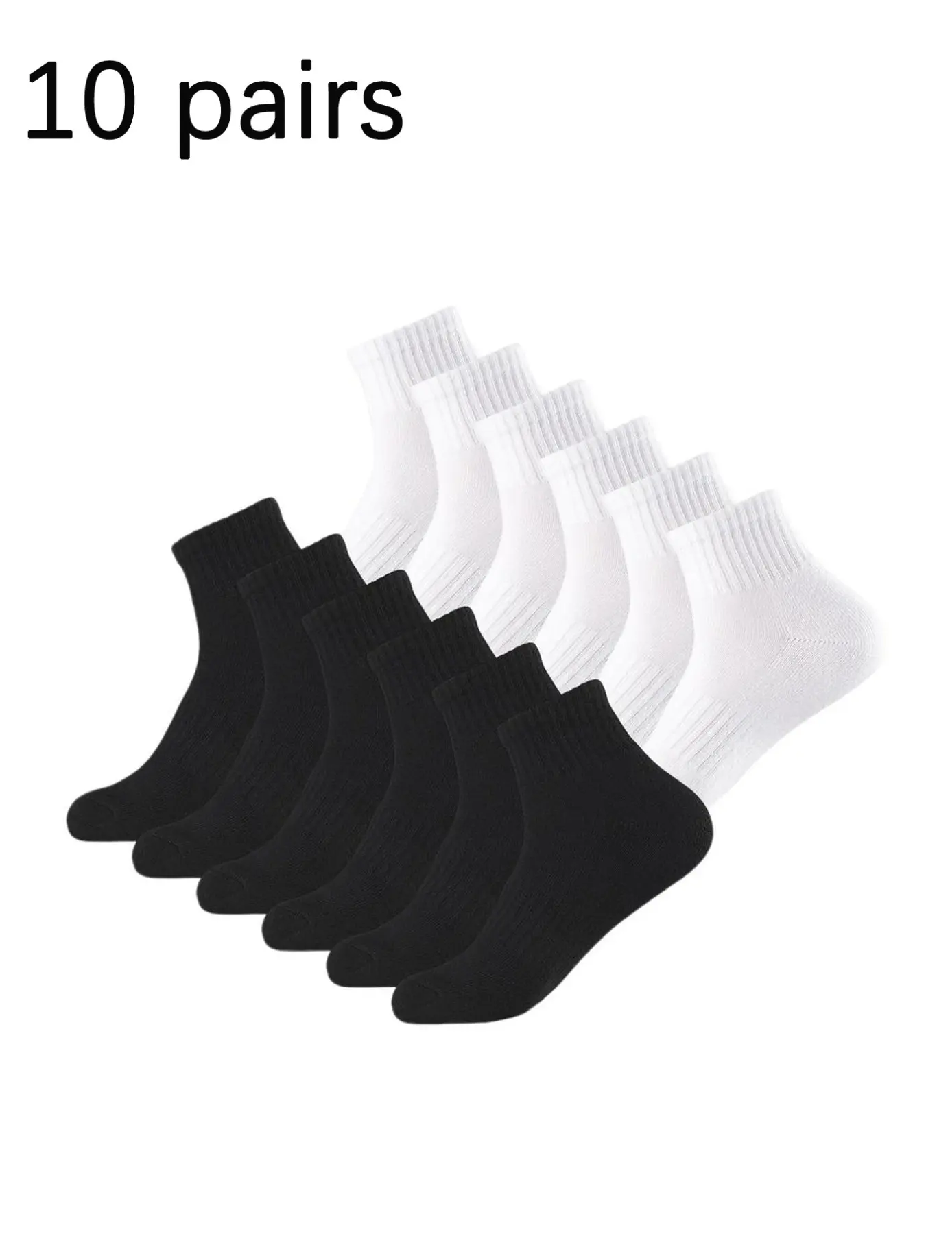 10 Pairs Men's Plain Crew Socks, Moisture-Wicking Anti-Odor, Casual Business Style, All-Season Mid-Calf Socks, Comfortable and Versatile