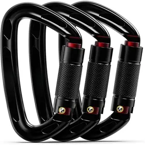 Certified 25KN Auto Locking Climbing Carabiner Clips, Twist Lock, and Heavy Duty Carabiners  Rock Climbing, Rappelling, and Mountaineering, D Shaped