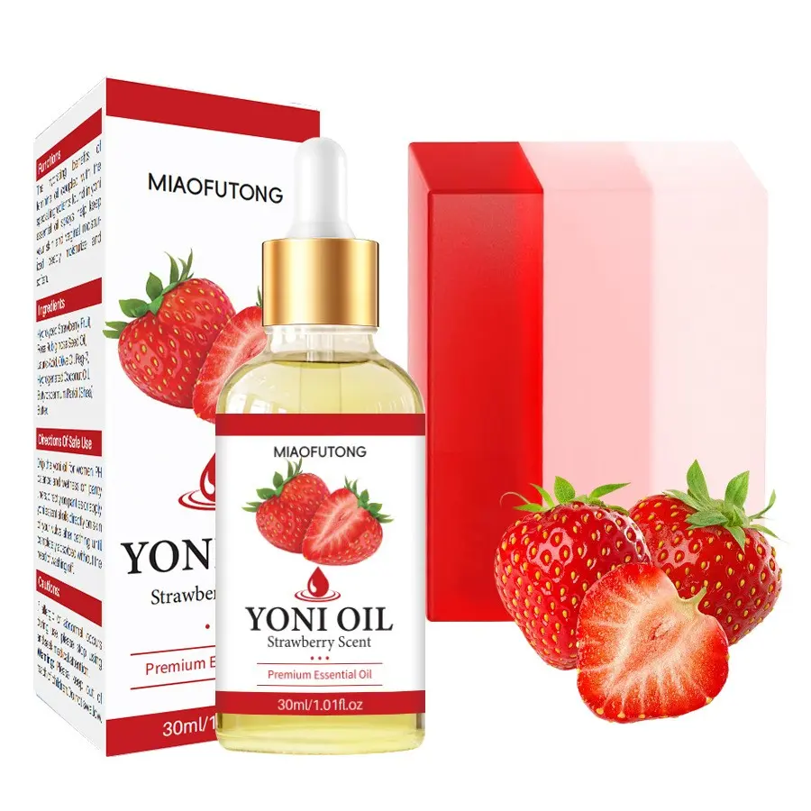 2counts Strawberry Private Essential Oil and Soap Set, Bath Cleansing and Care Essence for Personal Hygiene, Nourishing Skin Treatment