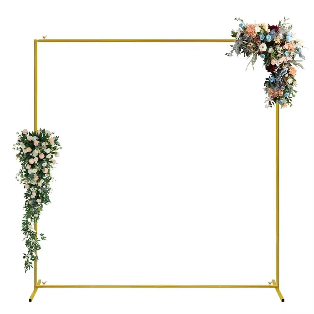 Metal Wedding Arch Frame 6.6ft/2m Square, Balloon Arch Background Wedding Arched Backdrop for Ceremony, Birthday Party, Baby Shower Decorations