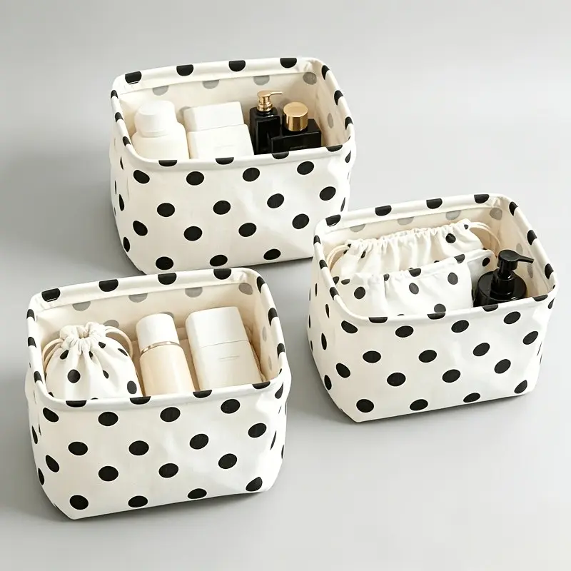 3-Piece Storage Box Set with Handle, Modern Open Design, Durable Fabric Desktop Organizer, Ideal for School, Office, Dressing Table, Home Decor Gift Box