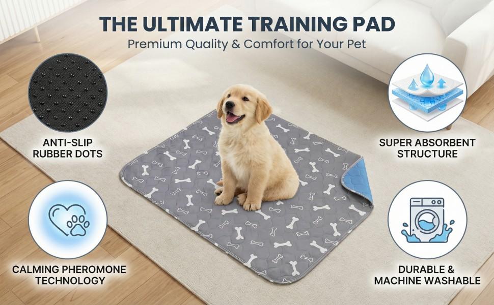 Puppy Pads with pheromones, 2026 Upgraded Washable Puppy Pads for Dogs & Cats, Pee Pad - Leak & Odor Waterproof, Non-Slip Base, Easy to Clean & Reusable