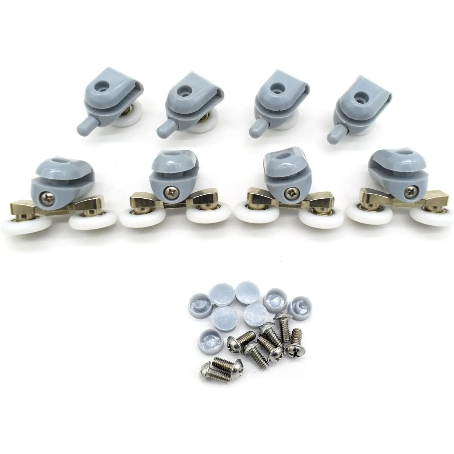 8-Pc Shower Door Replacement Kit, 22mm Diameter Roller Wheels, Top & Bottom Runners Pulleys for Bathroom Repair Parts, Home Repair